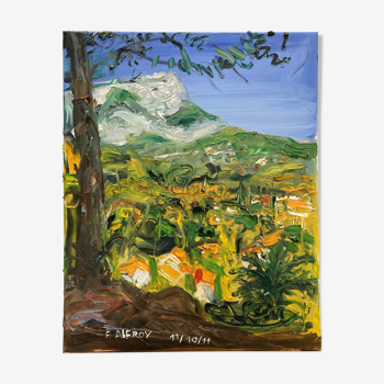 Huile sur toile paysage provençal