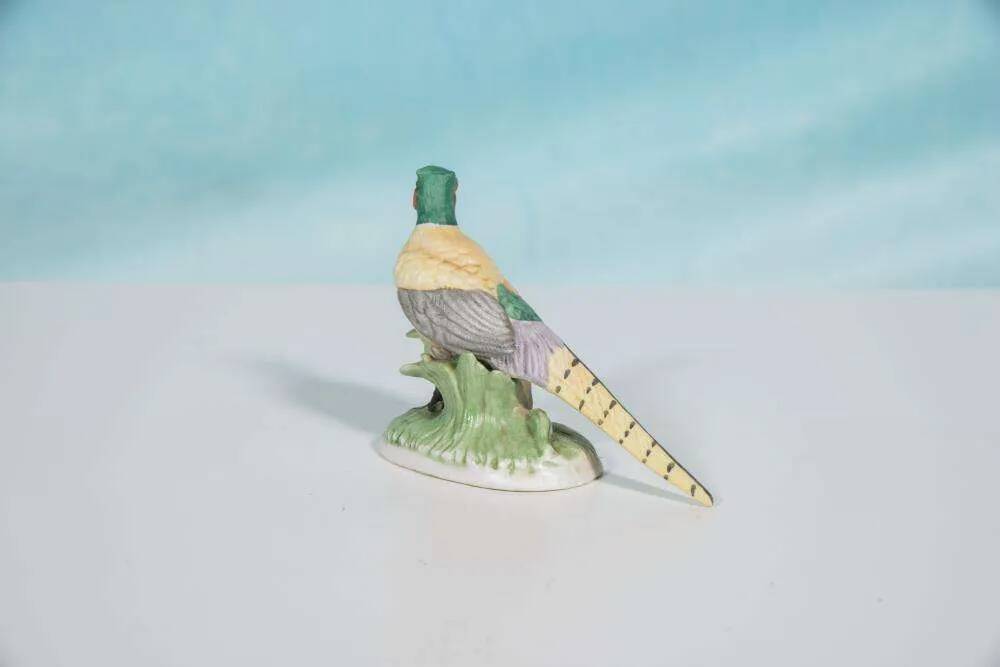 Vintage porcelain pheasant statue, porcelain bird pheasant.