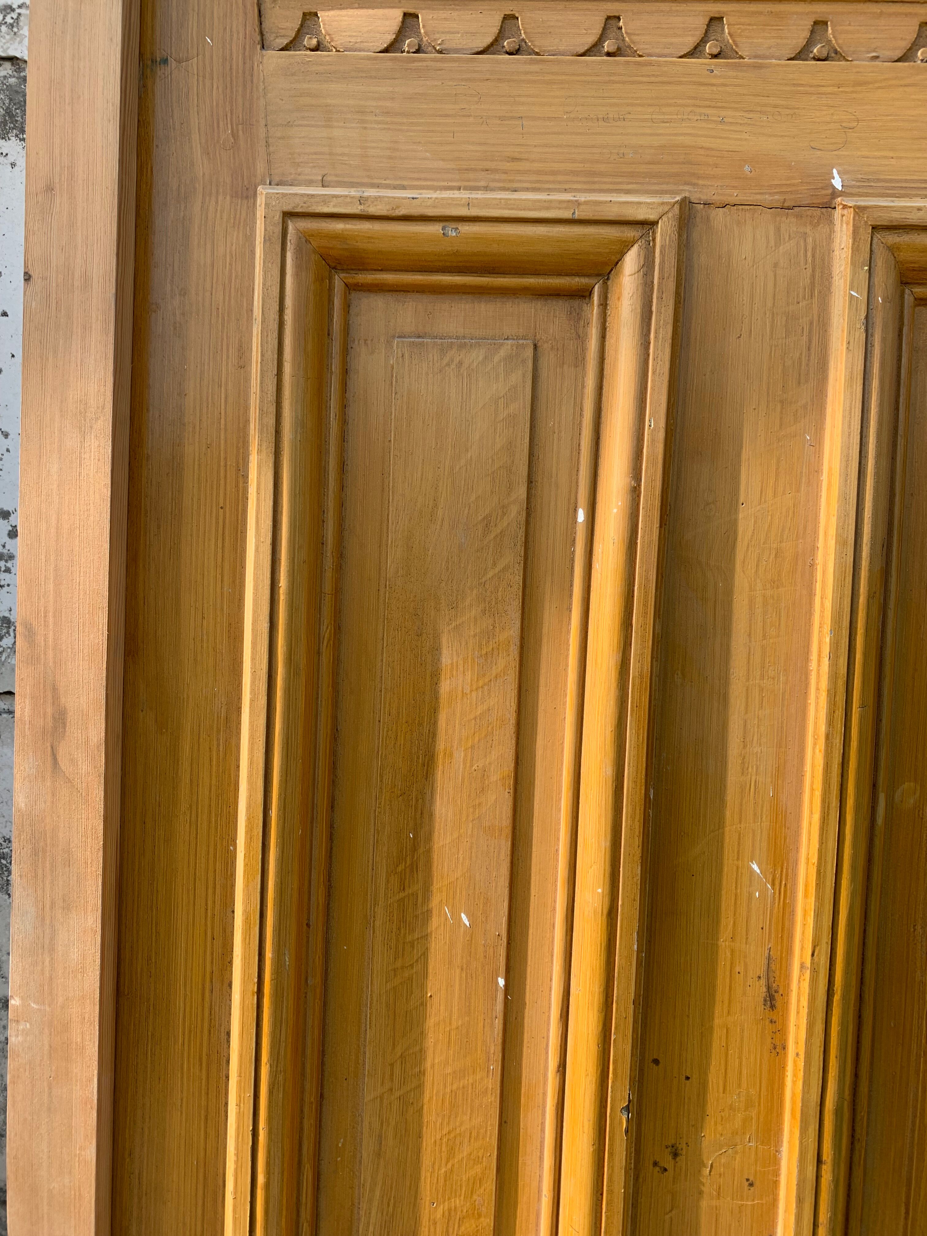Art Deco passage door in patinated fir, 20th century