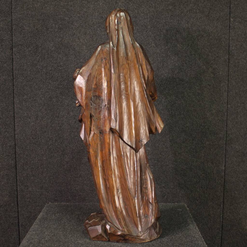 19th century religious wooden sculpture Madonna