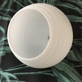 Spherical globe in white opal striated patterns