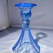 Pair of Jamestown blue Virginia candlesticks or vases by Fostori