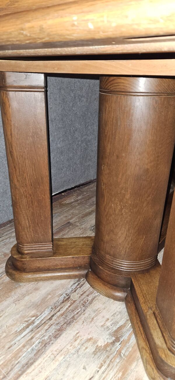 Grande table de salle à manger a allonge époque Art Déco – plateau damier –