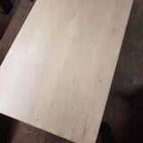Farm table, dining, oak and pine patinated black and pale yellow