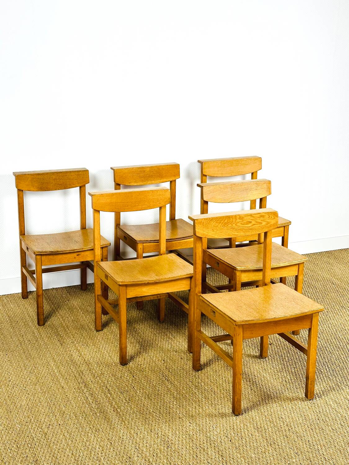 6 vintage oak chairs from the 1960s