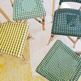 Rattan and scoubidou bistro chairs - green