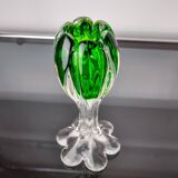 Sommerso green candle holder by Flavio Poli for Seguso, Murano glass, Italy, 1970