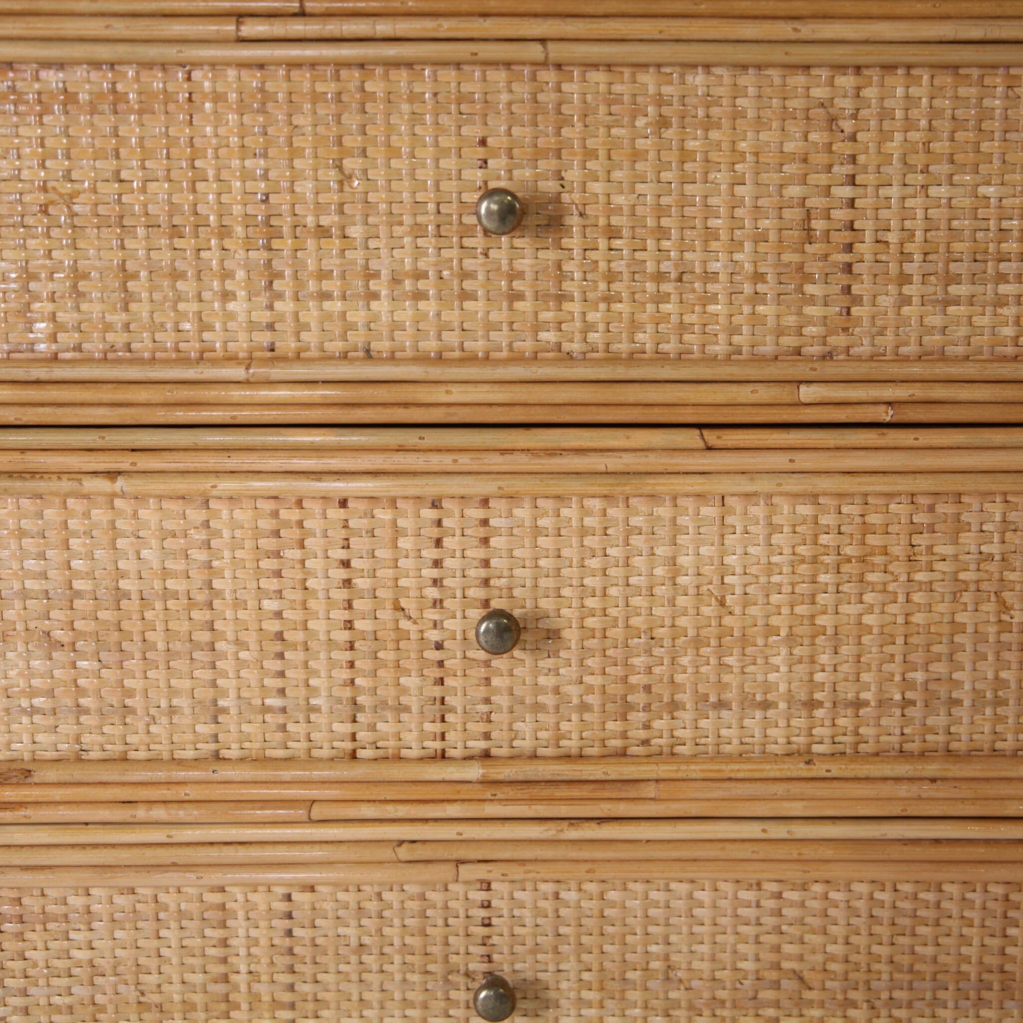 Enfilade « palmiers » en rotin et raphia