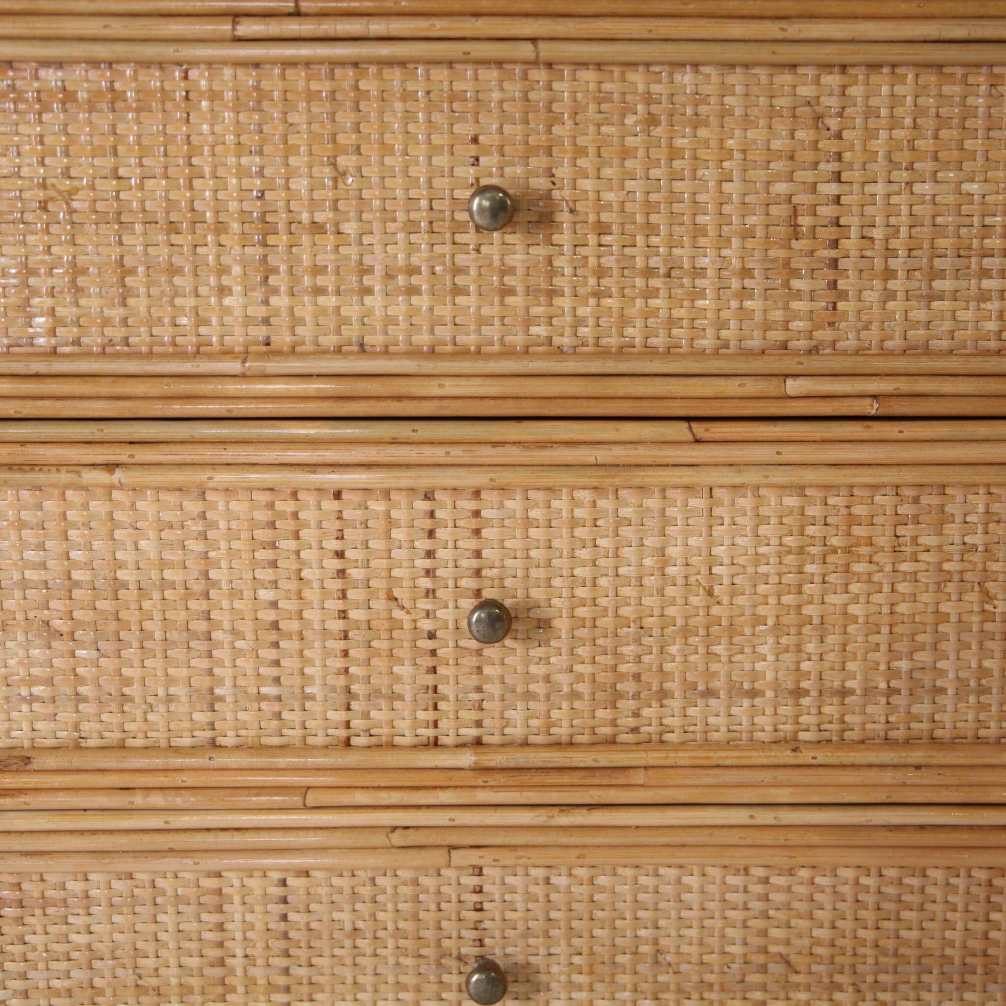 Enfilade « palmiers » en rotin et raphia