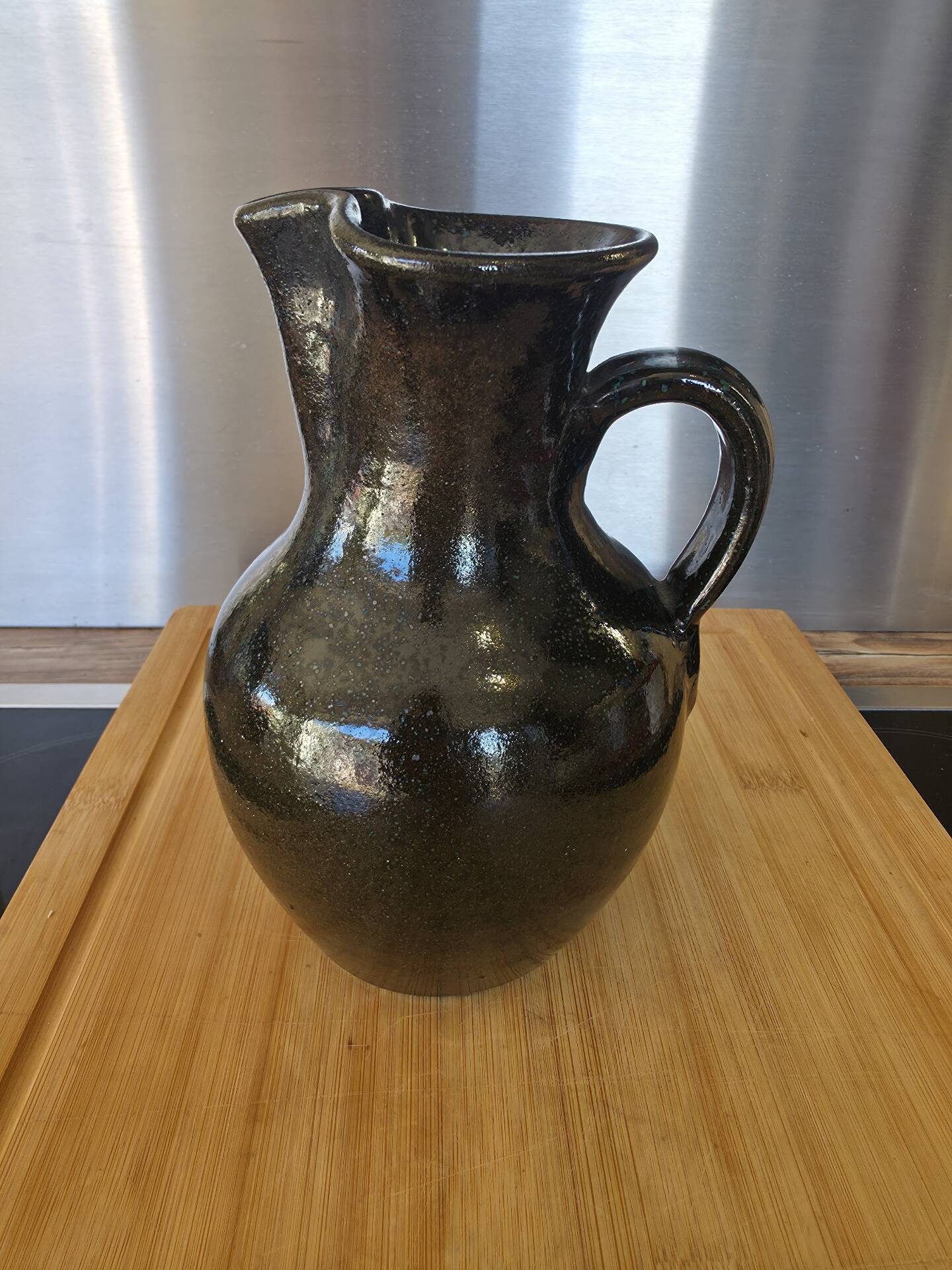 Vintage Jug in Glazed Stoneware – Brutalist / Rustic Chic Style
