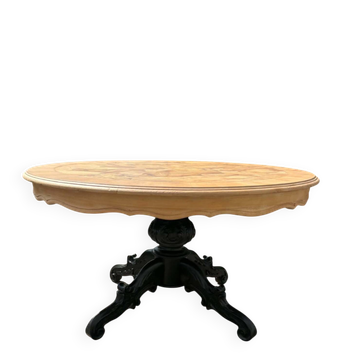 Round wooden coffee table