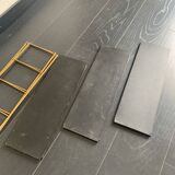 Vintage 1960 String wall shelf black and gold - 60 x 48 cm