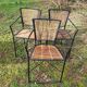3 fauteuils metal soudé et rotin