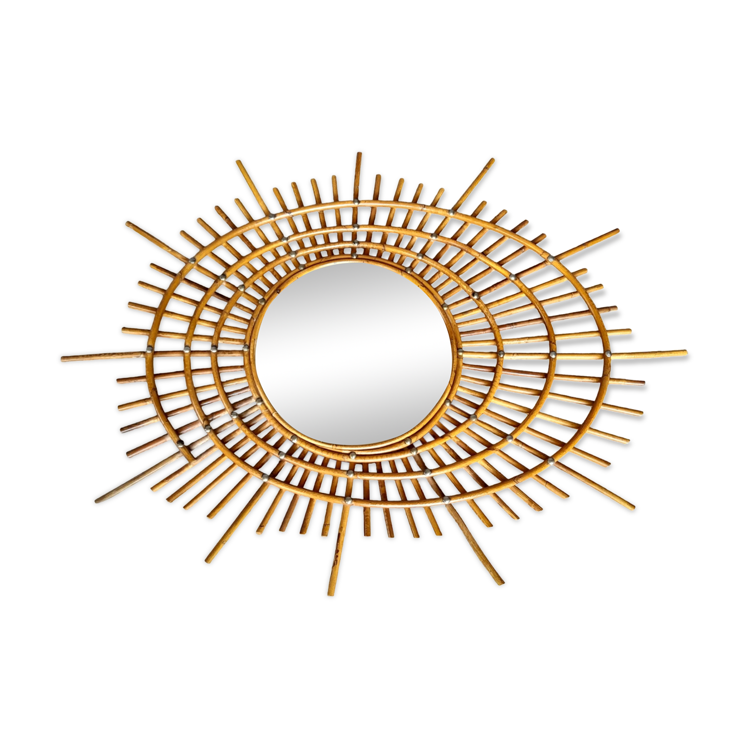 Vintage rattan mirror (known as ORTF)