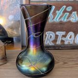 Iridescent Art Nouveau vase with multicoloured reflections attributed to Loetz.