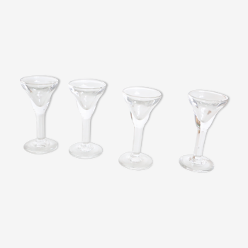 Set de 4 verres à liqueur, verre à pieds, vintage