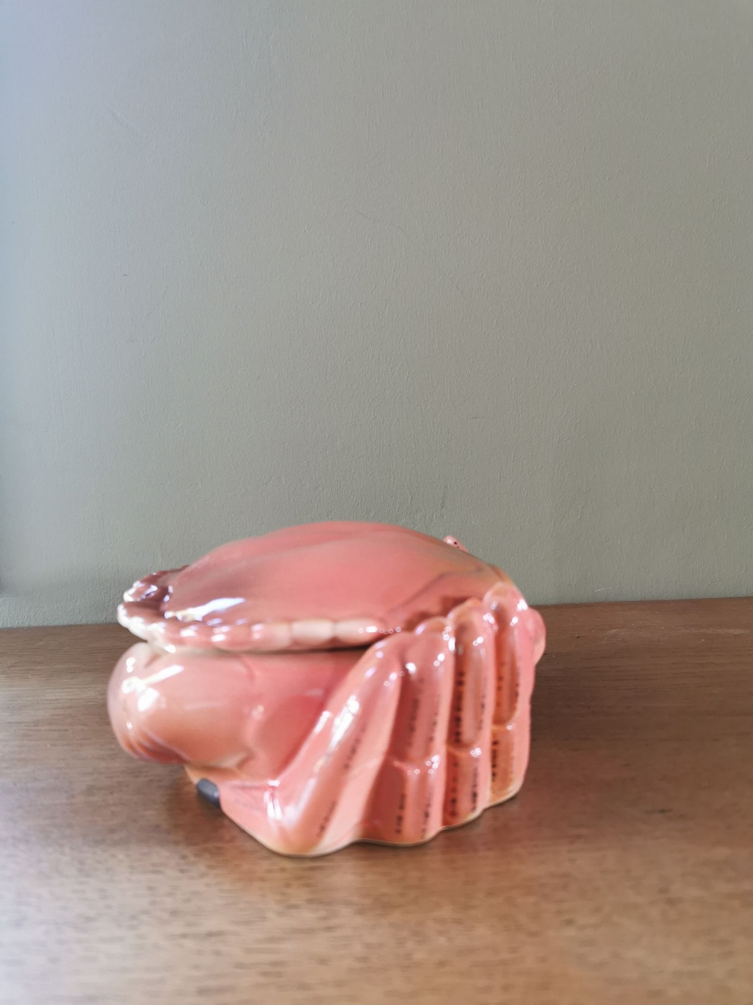 Vintage crab box in ceramic signed Caugant