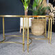 French Hollywood revival brass & glass coffee table & d-shape side tables 1970s