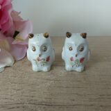 Old vintage hand painted ceramic owl salt and pepper shakers
