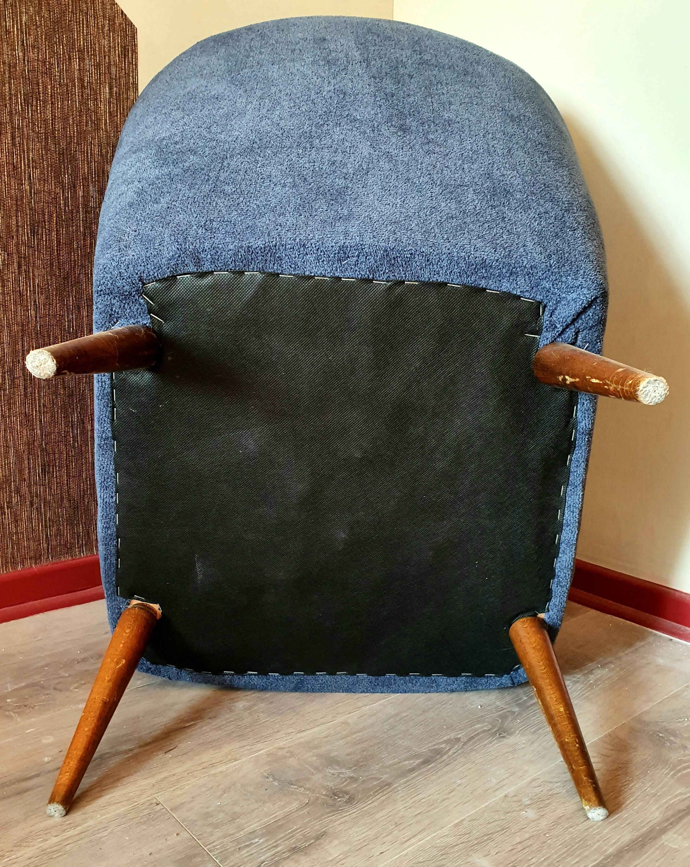 Jeans blue cocktail chair, vintage, 50