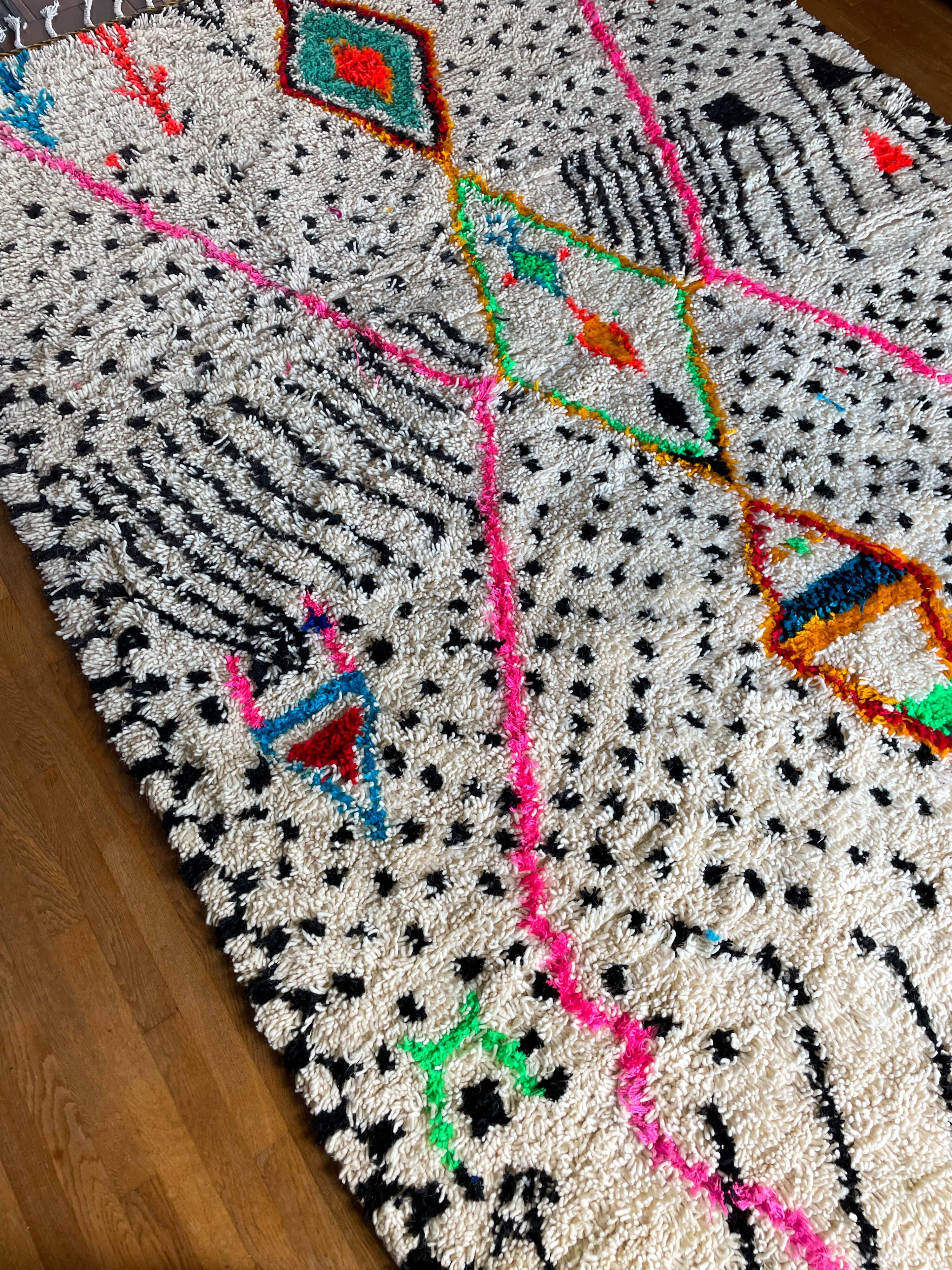 White azilal berber carpet with new neon colored patterns 300 X 200 cm