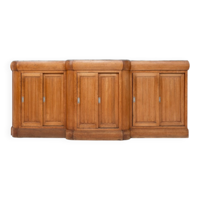 Bar Art Déco français vintage en noyer et marbre, 1920