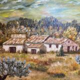 Old painting, Provencal landscape, signed, 60s/70s