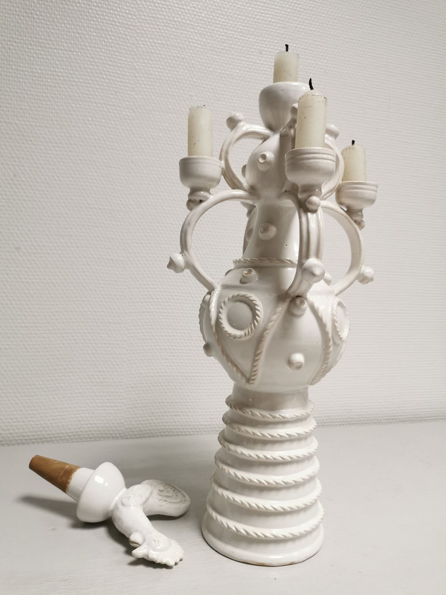 Vase gargoulette candle holder Emile Tessier Malicorne rooster