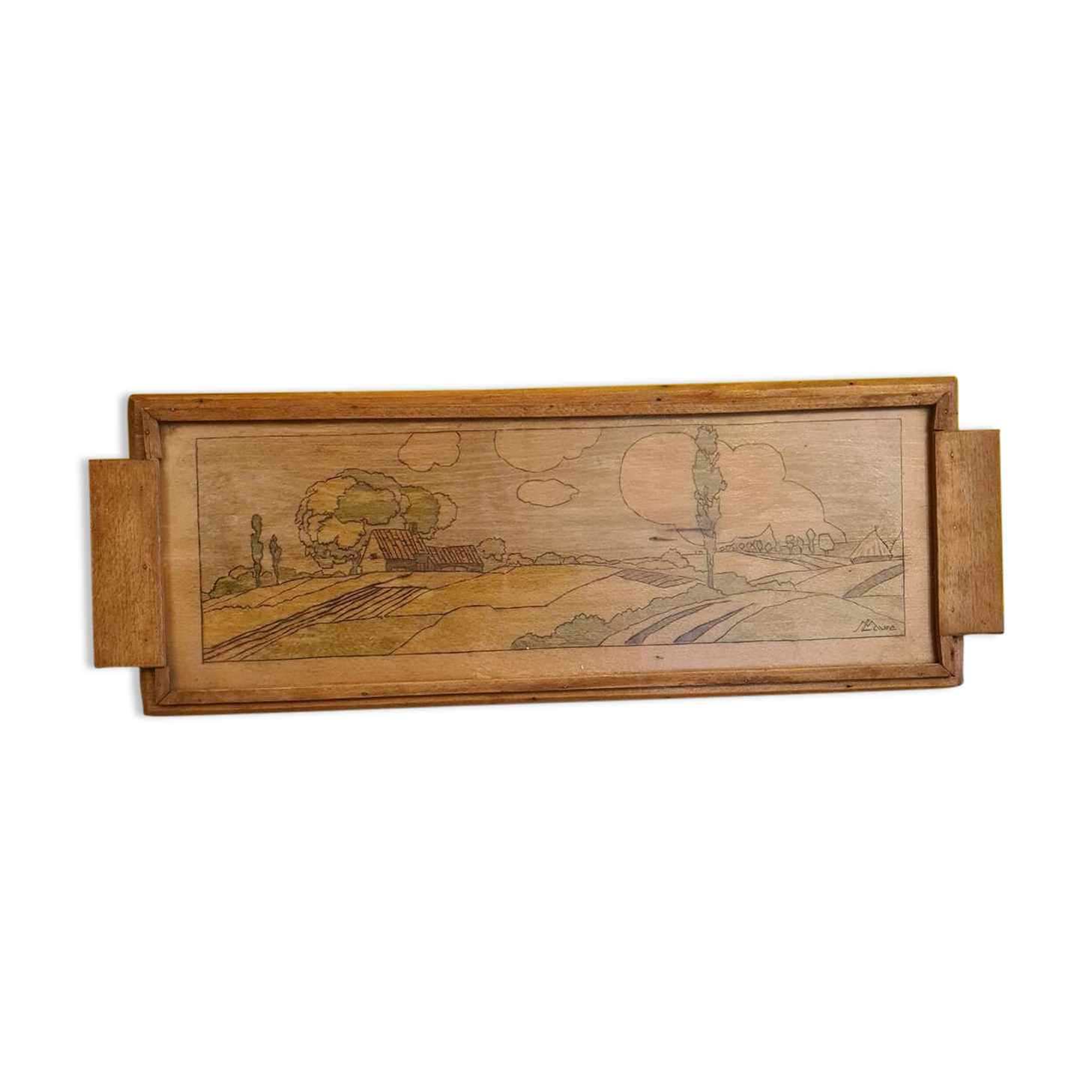 French Tray With Landscape From The 1950s