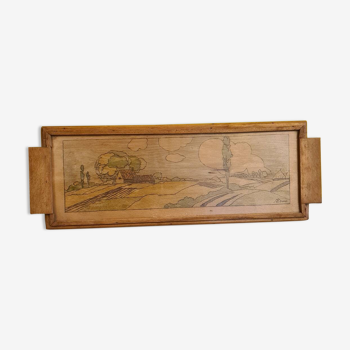 French Tray With Landscape From The 1950s