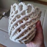 Woven earthenware flowerpot