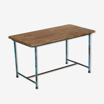 Old Coffee Table School Table Old Teak and Metal 94x49x53cm