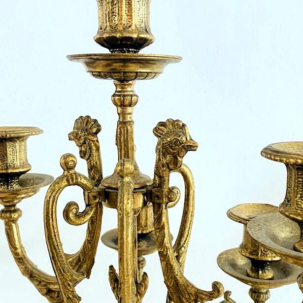 Paire de grands candélabres 7 feux - 69 cm - Bronze - Putti