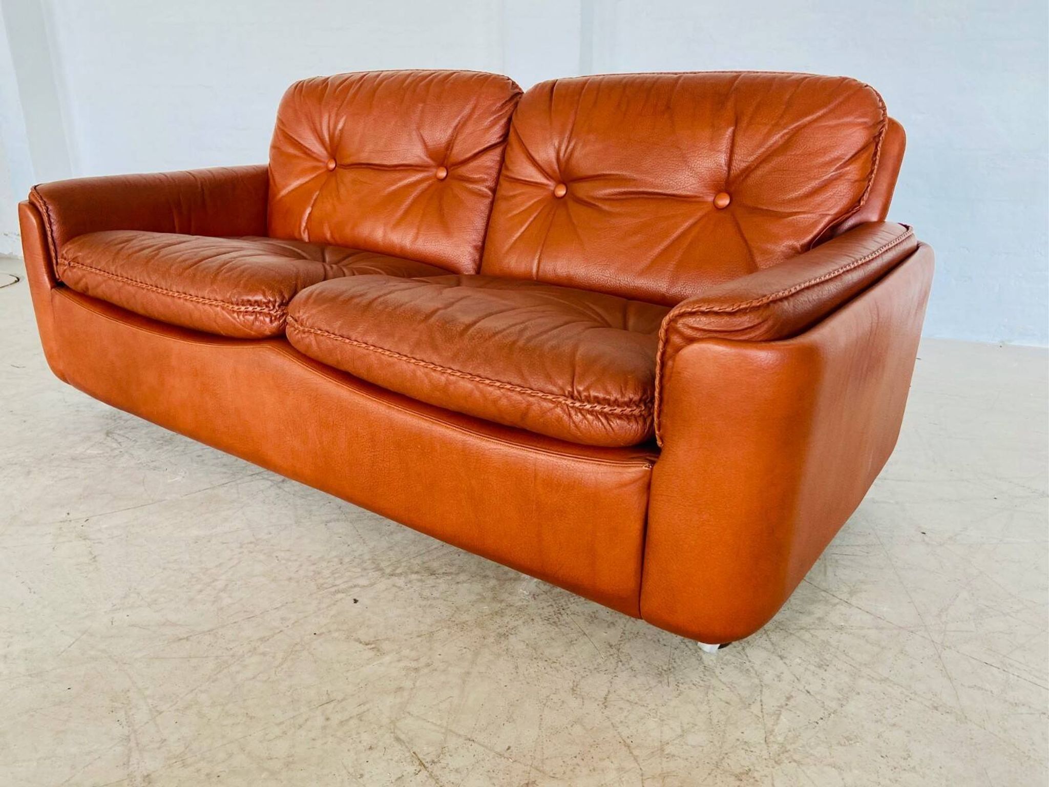 Vintage Danish mid-century cognac leather 2-seater sofa by Sigurd Resell