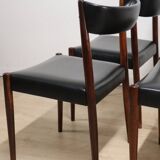Série de 4 chaises scandinave Danemark en palissandre et skaï, 1960