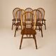 Set of 6 Scandinavian pine wingback chairs, 1970s