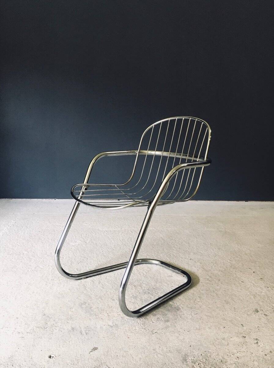 Mid-Century Modern Chrome Dining Chairs by Gastone Rinaldi, Italy, 1970s, Set of 6