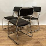 Set of 4 70s chairs in chromed metal