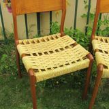 Three Scandinavian chairs - seated in braided rope