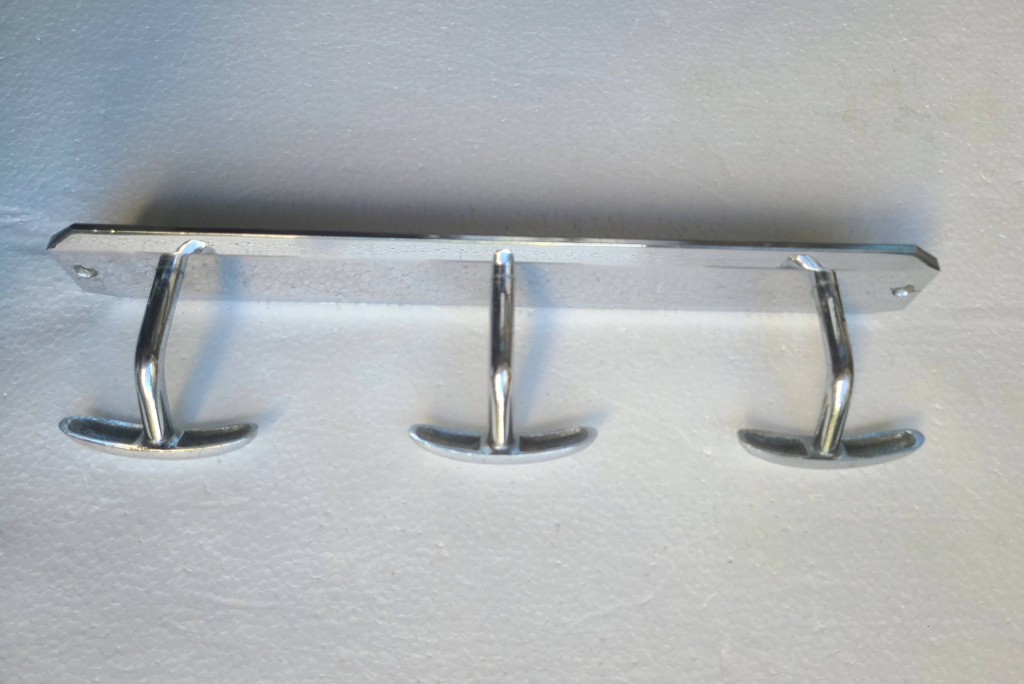 3-hook coat rack, chrome-plated, 60s