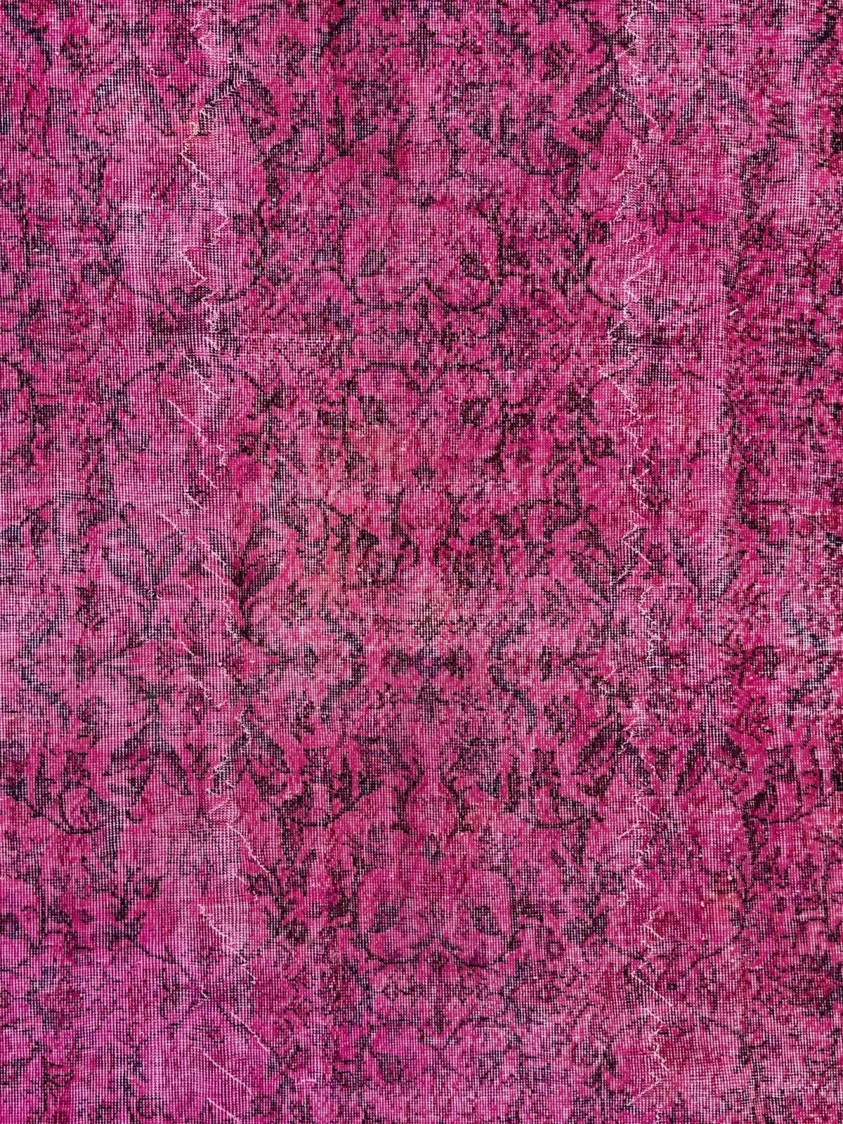 Turkish rug pink 300x200 cm, vintage overdyed tribal wool carpet large 2511
