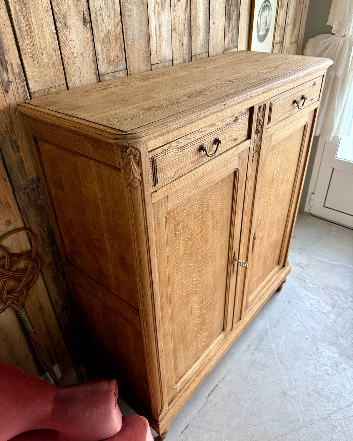 Large antique high oak sideboard