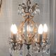 20th century gilded bronze cage chandelier with tassels