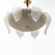 Vistosi Mid-Century Modern Italian Murano Glass and Brass Chandelier, 1960