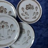 6 dessert plates glazed stoneware from Sarreguemines, Art workshop, model Jocelyne - vintage