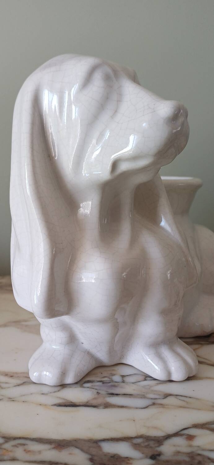 Cracked glazed faience in a zoomorphic design