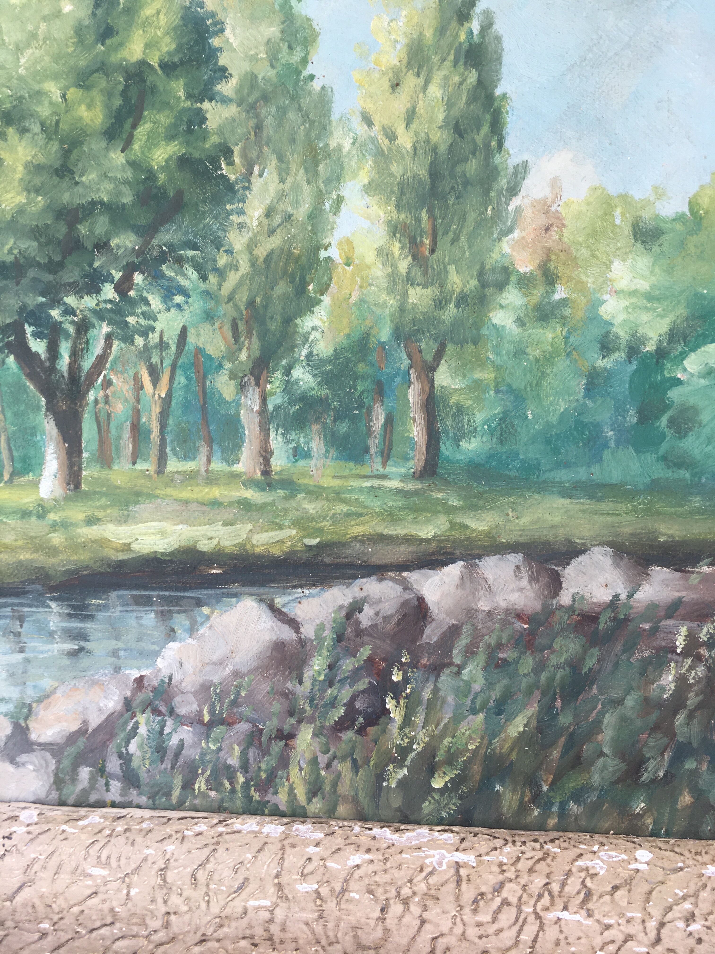 Landscape painting at the river
