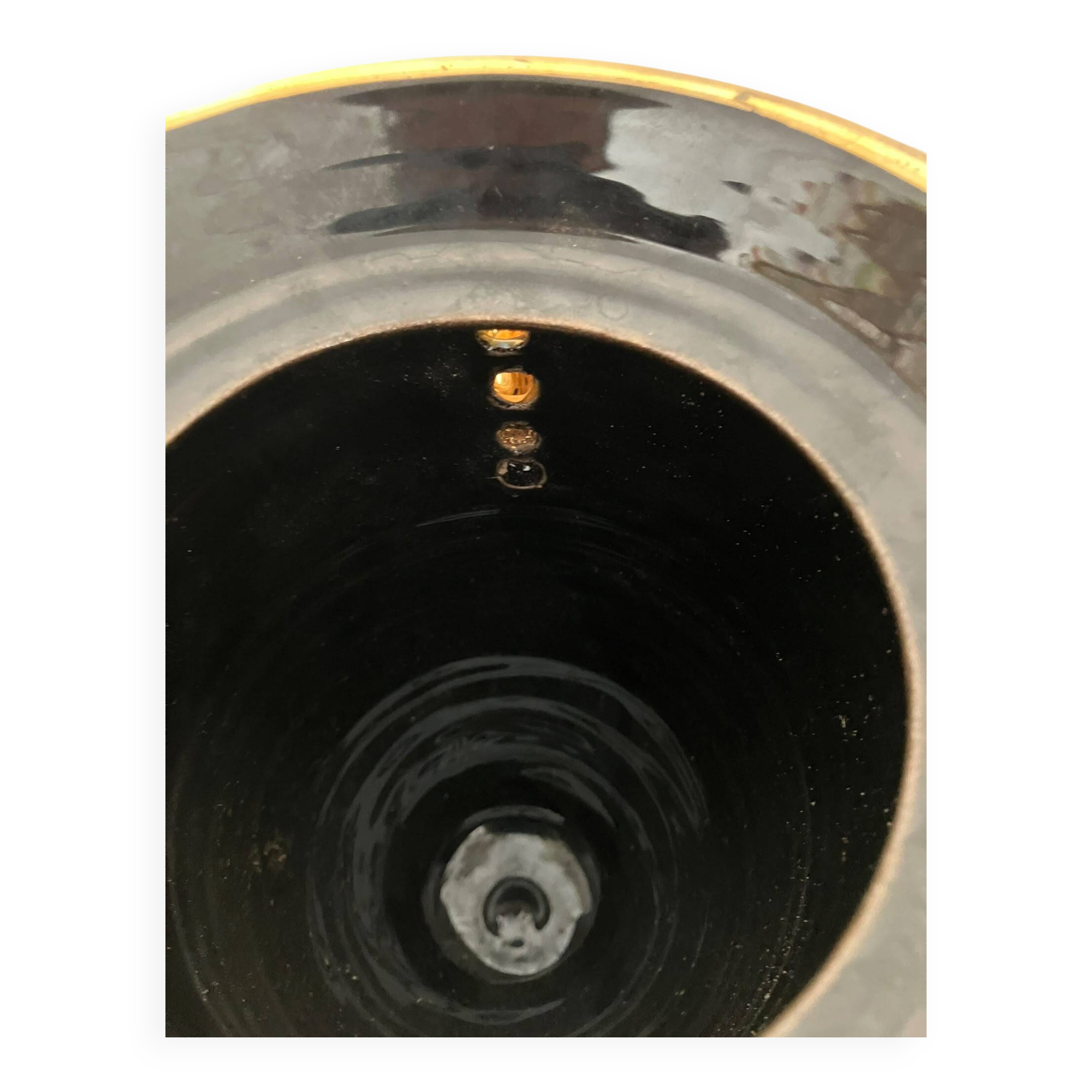 Ceramic jug Marius Giuge — black and gold decoration — Vallauris — 1950s