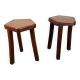 2 brutalist elm stools by Aranjou