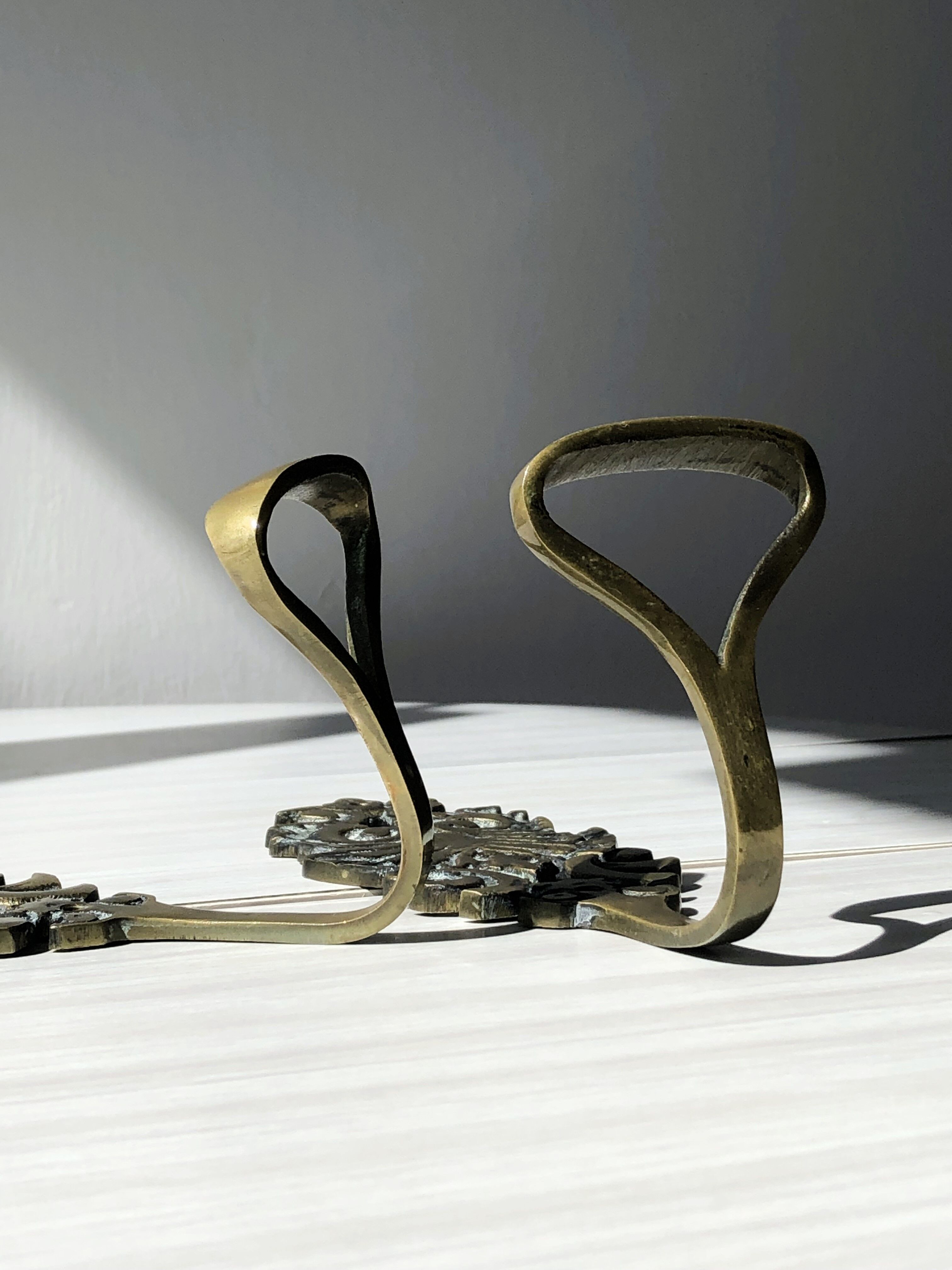 Set of 2 antique cast iron hooks for wall coat rack